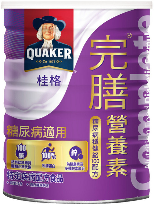 QUAKER 桂格 完膳營養素 糖尿病穩健配方, 900g, 1罐