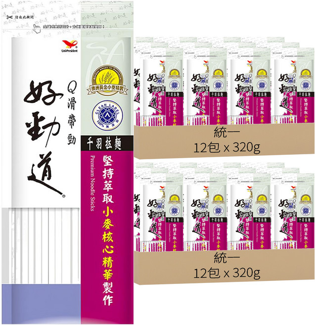 統一 好勁道 千羽拉麵, 320g, 24包