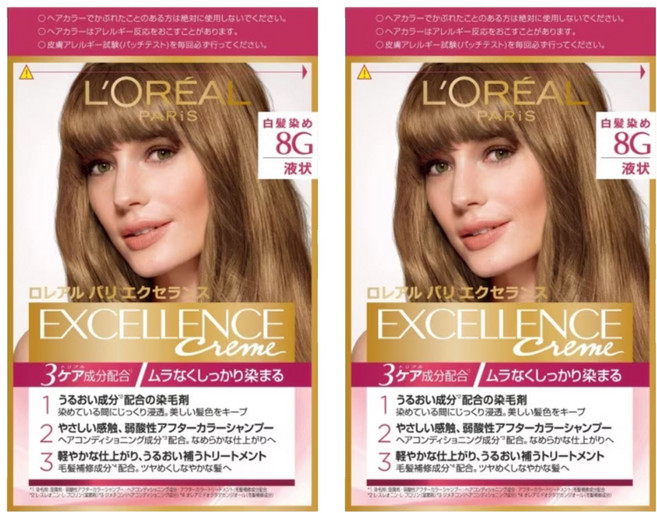 L'OREAL PARiS 巴黎萊雅 優媚霜三重護髮染髮霜 8g, 8G 蜜茶棕, 2盒