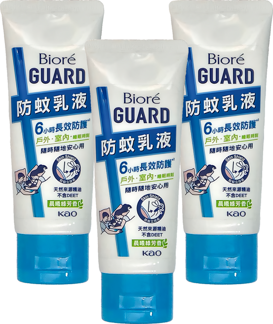 Biore 蜜妮 台灣公司貨 GUARD防蚊乳液 晨曦綠芳香, 100g, 3條