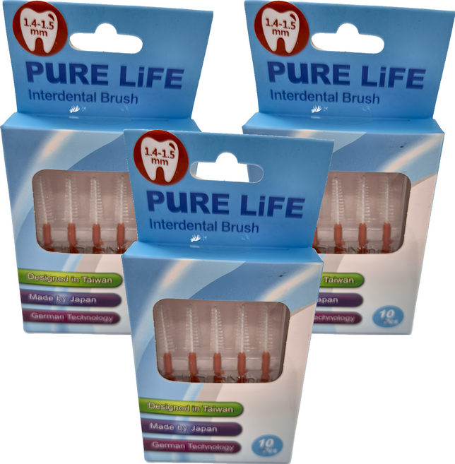 PuRE LiFE 寶淨 纖柔護齒可替換牙間刷毛 PLT-19 1.4~1.5mm 咖啡, 10支, 3盒