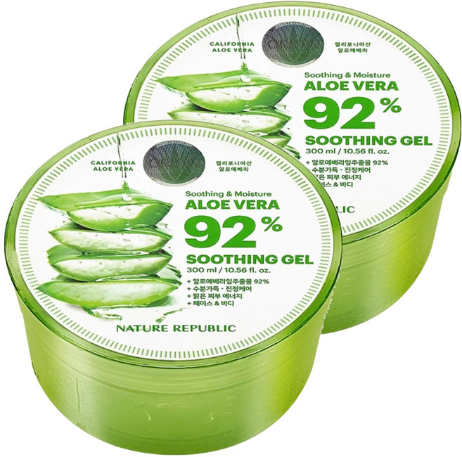 NATURE REPUBLIC 92% 蘆薈保濕凝膠 300ml, 2罐