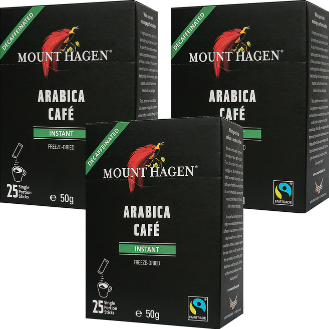 MOUNT HAGEN 公平貿易低咖啡因即溶咖啡粉, 2g, 25條, 3盒