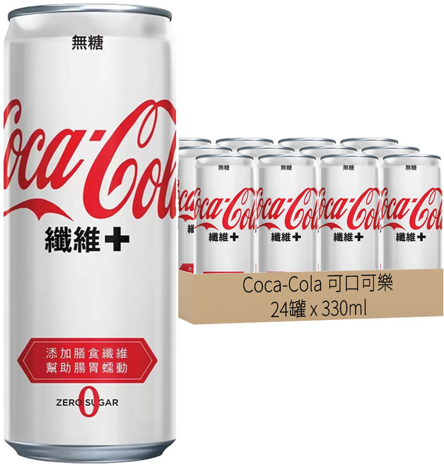 Coca-Cola 可口可樂 纖維+, 330ml, 24罐