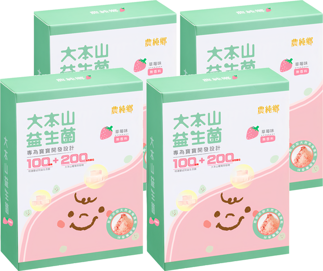 農純鄉 大本山益生菌粉 草莓味, 30包, 2g, 4盒