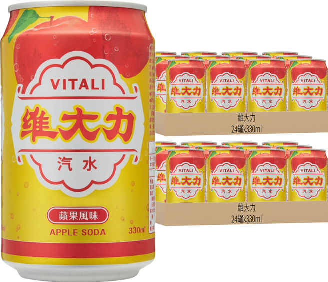 維大力 蘋果風味汽水, 330ml, 48罐