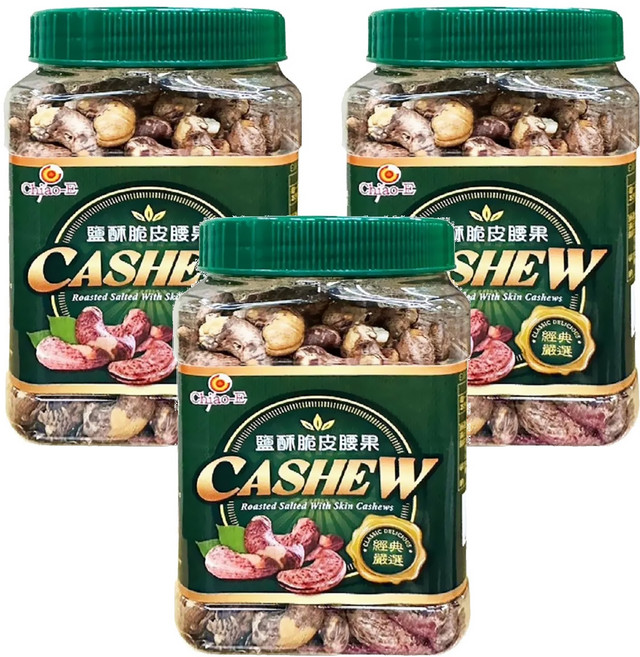 Chiao-E 巧益 鹽酥脆皮腰果, 380g, 3罐