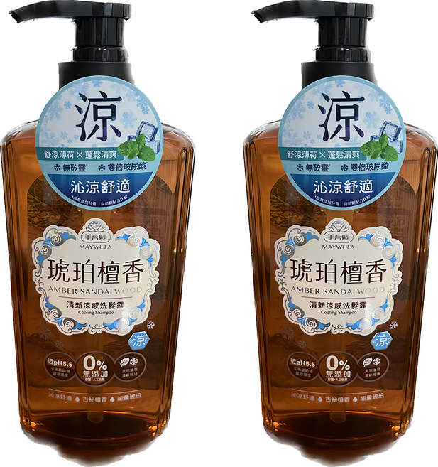 美吾髮 琥珀檀香清新涼感洗髮露, 700ml, 2瓶