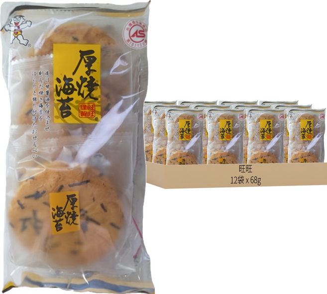 旺旺 米果 厚燒海苔口味, 68g, 12袋