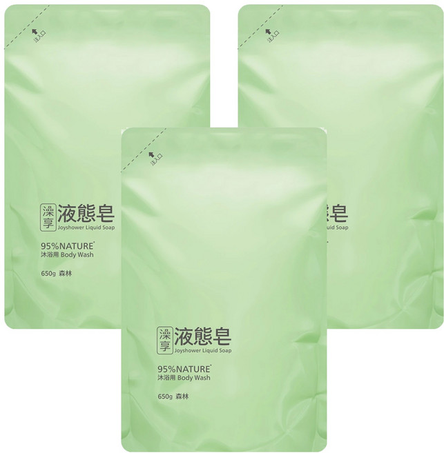 澡享 液態皂沐浴補充包 森林, 3包, 650g