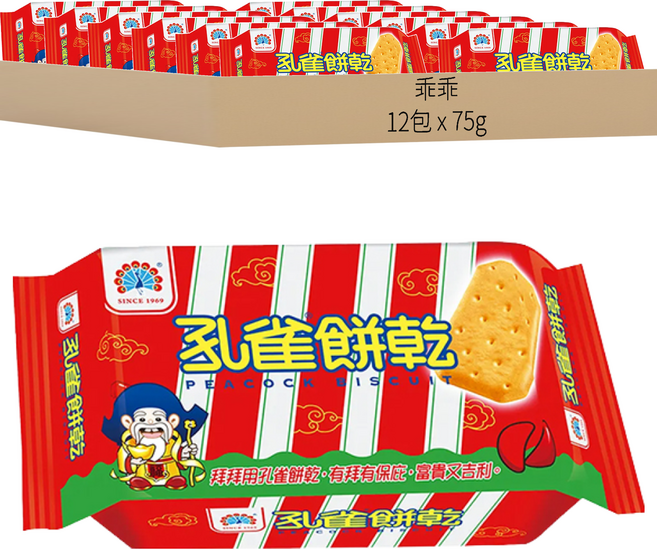 乖乖 孔雀餅乾, 75g, 12包