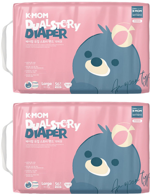 MOTHER-K K-MOM 頂級超薄瞬吸黏貼型尿布 10~14kg, L, 112片