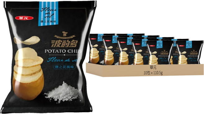 華元 波的多洋芋片 鹽之花風味, 110.5g, 10包