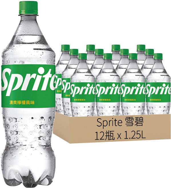 Sprite 雪碧 清爽檸檬風味, 1.25L, 12瓶