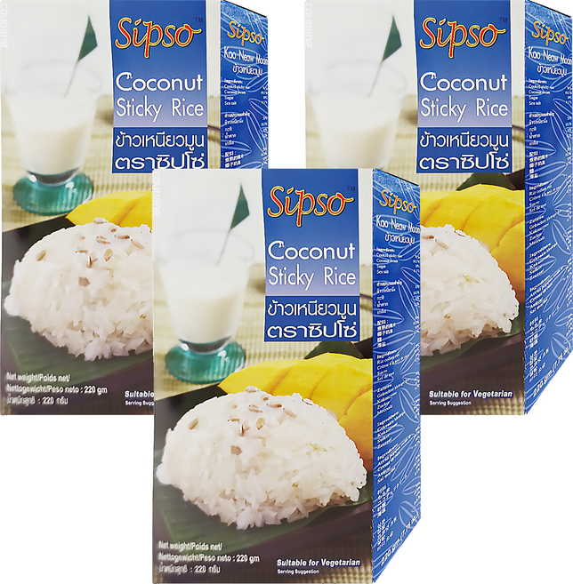 Sipso 泰國椰漿糯米飯, 220g, 3盒