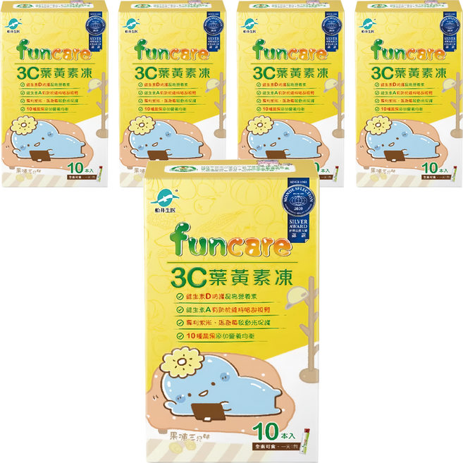 funcare 船井生醫 3C葉黃素凍 果凍三兄妹盞哥款, 10條, 15g, 5盒