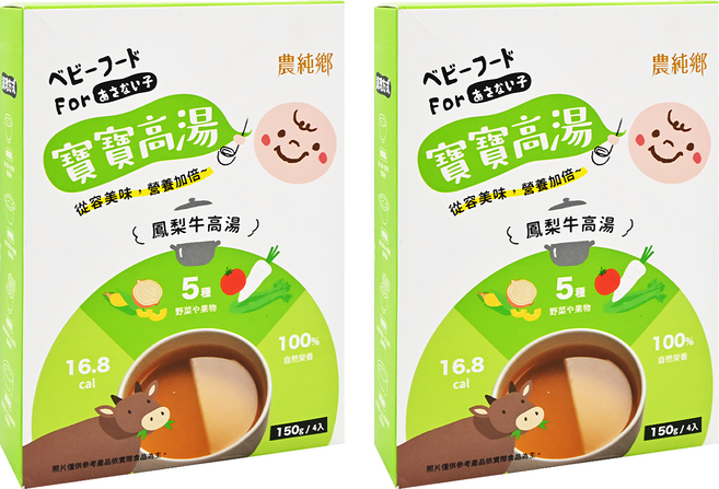 農純鄉 寶寶高湯 鳳梨牛 6個月以上 4包, 600g, 2盒