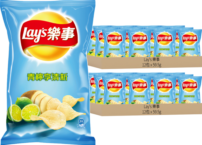 Lay's 樂事 洋芋片 青檸享清新口味, 59.5g, 24包