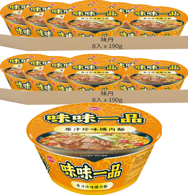 味丹 味味一品 原汁珍味爌肉麵 190g, 16入