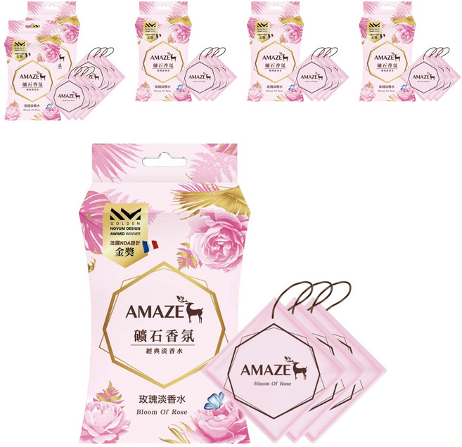 AMAZE 森林擴香 礦石香氛包 3包, 玫瑰淡香水, 60g, 6盒