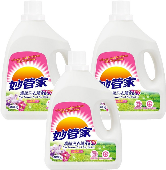 Magic Amah 妙管家 濃縮洗衣精 亮彩 小蒼蘭花香, 4kg, 3桶