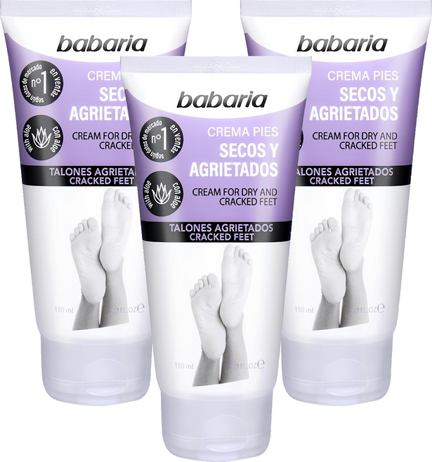 babaria 足部乾燥龜裂護理霜 尿素配方 舒緩乾燥和敏感肌膚 軟化角質 深層滲透 有效滋潤 修護龜裂腳跟, 150ml, 1條, 3件