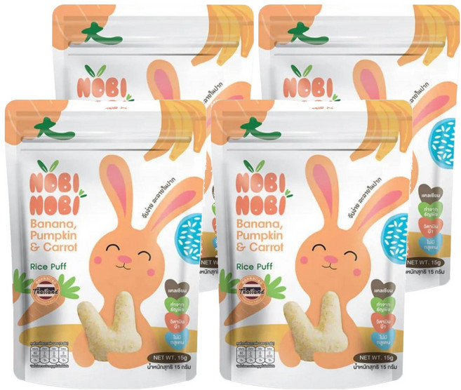 NOBI NOBI 娜比 兔兔小米菓, 15g, 4包, 香蕉蔬果