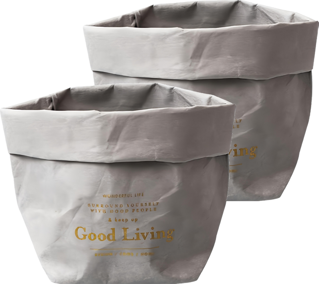 小麥購物 北歐可水洗牛皮紙袋 L2077, 灰色, 2個