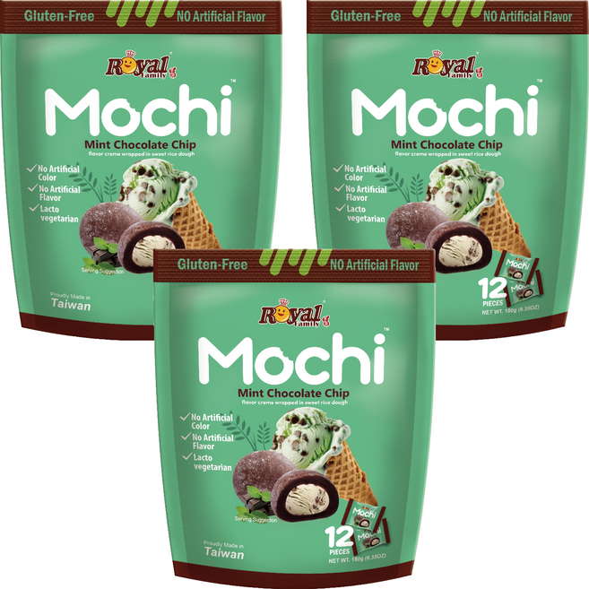 ROYAL FAMILY 皇族 薄荷巧克力脆片風味麻糬, 3個, 180g