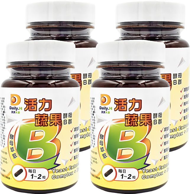 Daily.H 天天水漾 活力蔬果酵母B群, 30顆, 4瓶