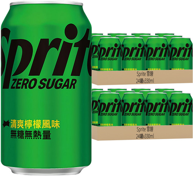 Sprite 雪碧 ZERO SUGAR 無糖零卡 易開罐, 330ml, 48罐