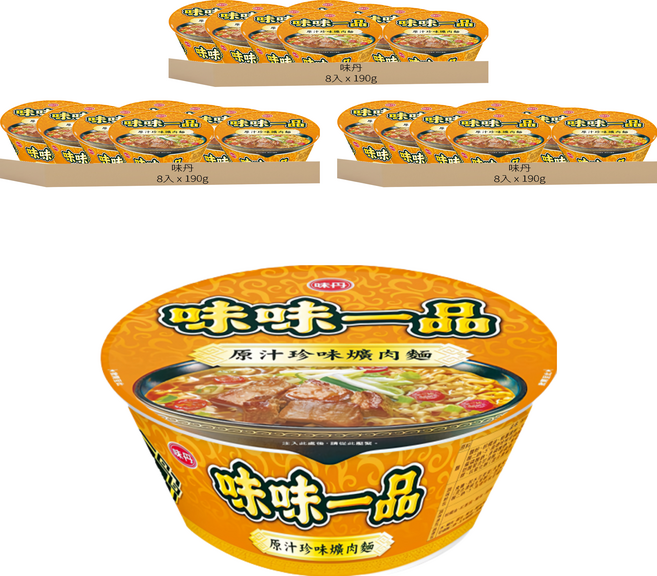 味丹 味味一品 原汁珍味爌肉麵 190g, 24入