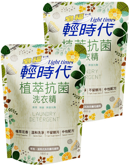 皂福輕時代植萃洗衣精 補1800g, 1800g, 2包