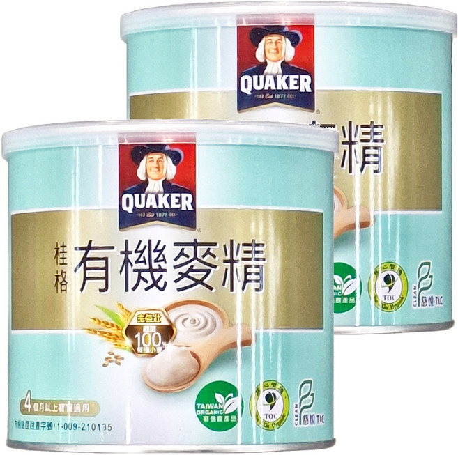 QUAKER 桂格 有機麥精 4個月以上適用, 小麥, 300g, 2罐