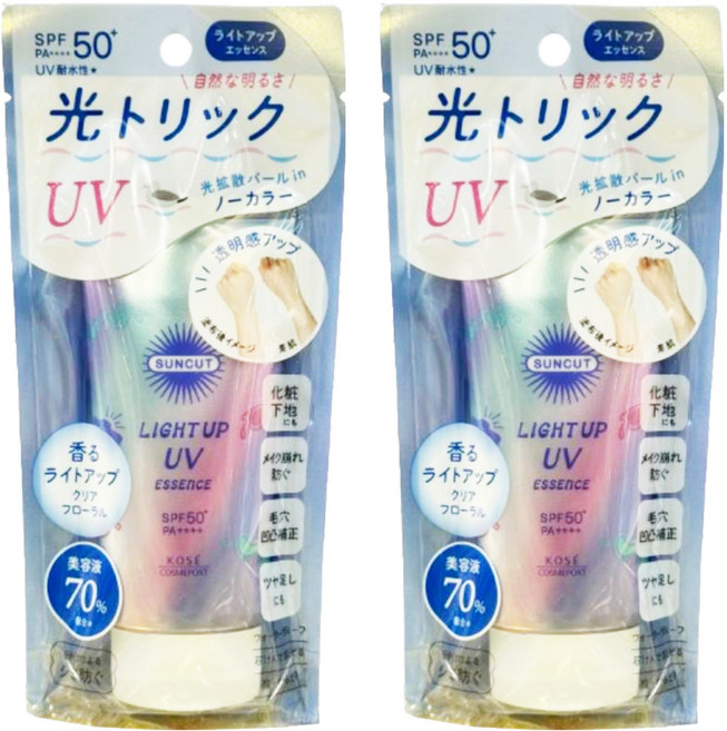 KOSE 高絲 SUNCUT UV 曬可皙 台灣公司貨 透亮美肌防曬隔離精華 光透白, 80g, 2條