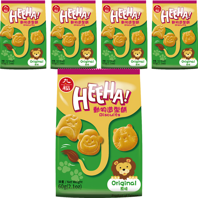 九福 動物造型餅乾 九種動物造型 小巧可愛 適合大人小孩, 60g, 5包