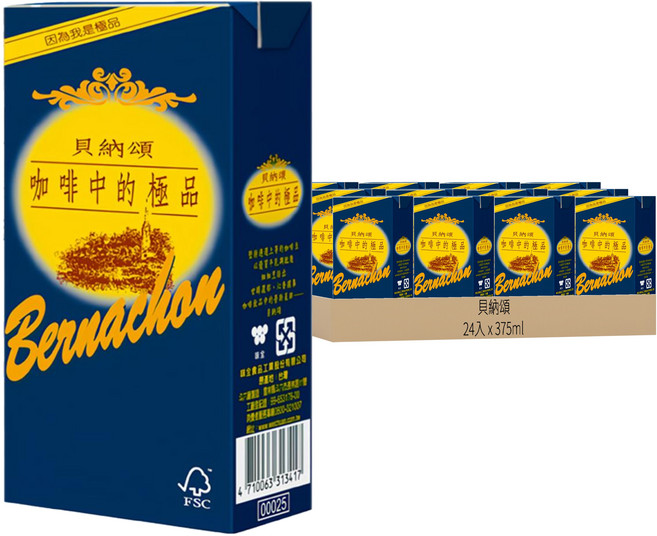 貝納頌 原味拿鐵, 375ml, 24入