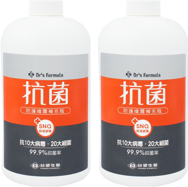 台塑生醫 Dr's Formula 抗菌防護噴霧 補充瓶, 1kg, 2瓶