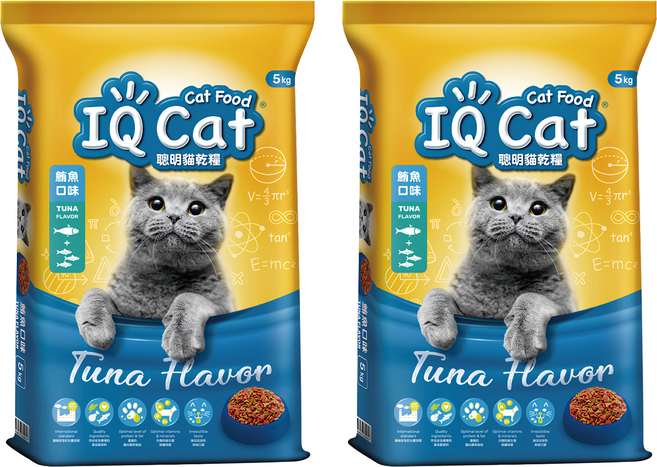 IQ Cat 聰明貓 成貓用 乾糧, 5kg, 2袋, 鮪魚口味
