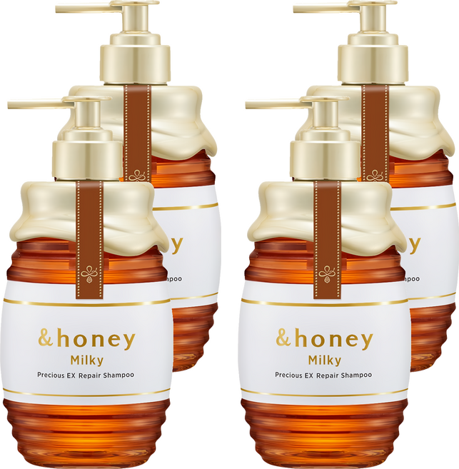 &honey milky 蜂蜜頂級滋潤修復洗髮精, 500ml, 4瓶