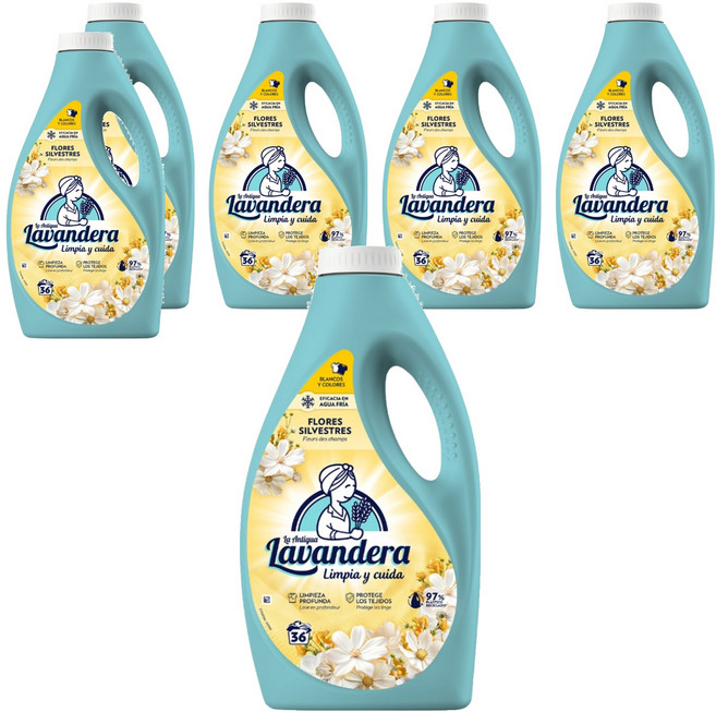 La Antigua Lavandera 護纖去汙洗衣精 百花, 1.8L, 6瓶