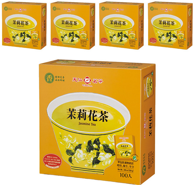 天仁茗茶 茉莉花茶, 2g, 100包, 5盒