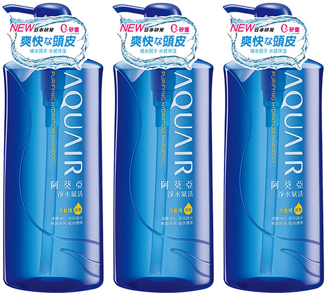 AQUAIR 阿葵亞 淨水賦活洗髮精 保濕型, 600ml, 3瓶