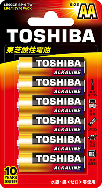 TOSHIBA 東芝 台灣公司貨 鹼性電池 3號, 6顆, 1組
