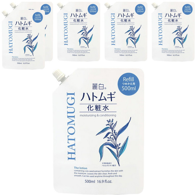 KUMANO 熊野油脂 麗白 薏仁化妝水 補充包, 500ml, 6瓶