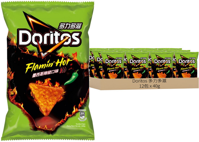 Doritos 多力多滋 玉米片 墨西哥辣椒, 40g, 12包