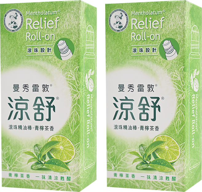 MENTHOLATUM 曼秀雷敦 涼舒 滾珠精油棒 清檸茶香, 2盒