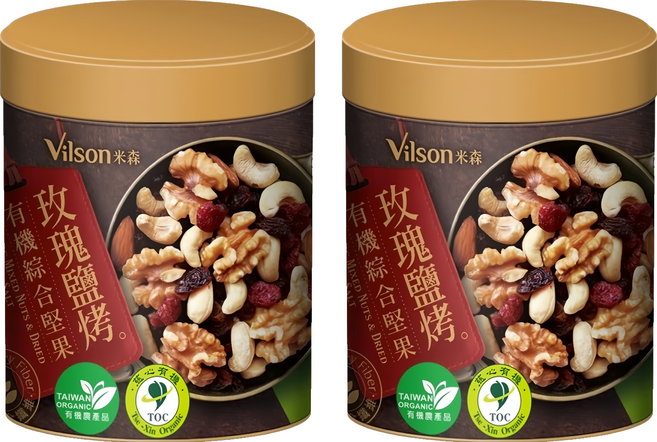 Vilson 米森 玫瑰鹽烤 有機綜合堅果, 150g, 2罐
