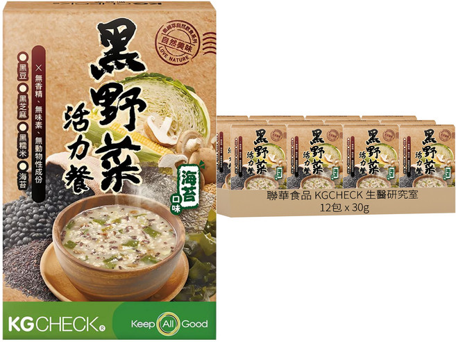 聯華食品 KGCHECK 生醫研究室 黑野菜活力餐, 30g, 12包
