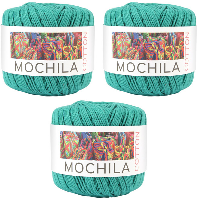 brandyarn Mochila系列 棉針織線 藍綠色 50克/1入 韓國產, 3捲